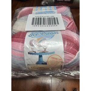 5 SKEINS OF LION BRAND ICE CREAM CHERRIES JUBILLEE